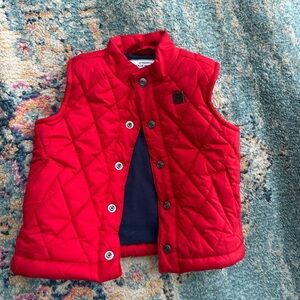 Janie and Jack Red Quilted Vest with Navy Interior